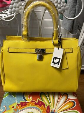 Leather Yellow Structured Top-Handle Satchel